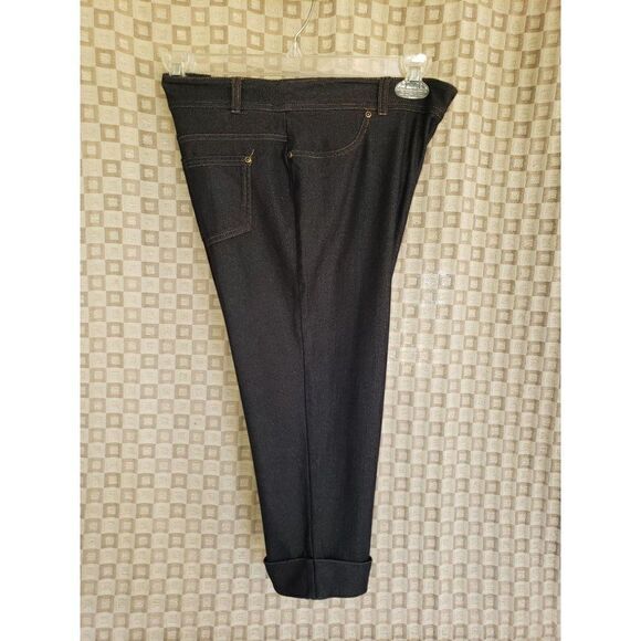 Women's Super Stretch Denim Capri Cropped Cuffed Pants Large - Picture 5 of 7